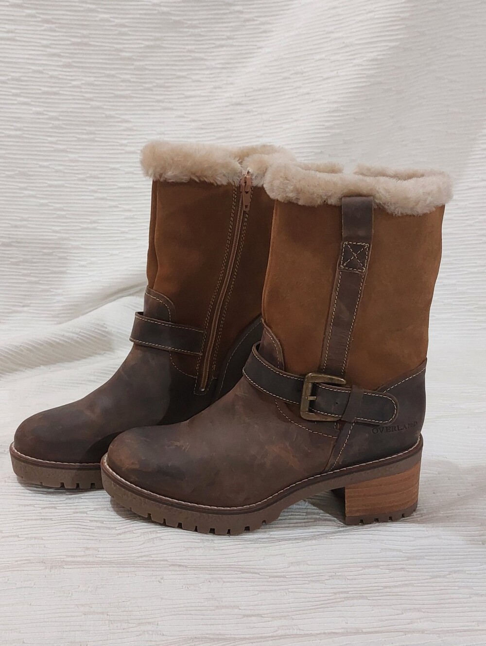 Overland Brown Suede Boots with Side Zip Size 39/8 - Picture 3 of 13